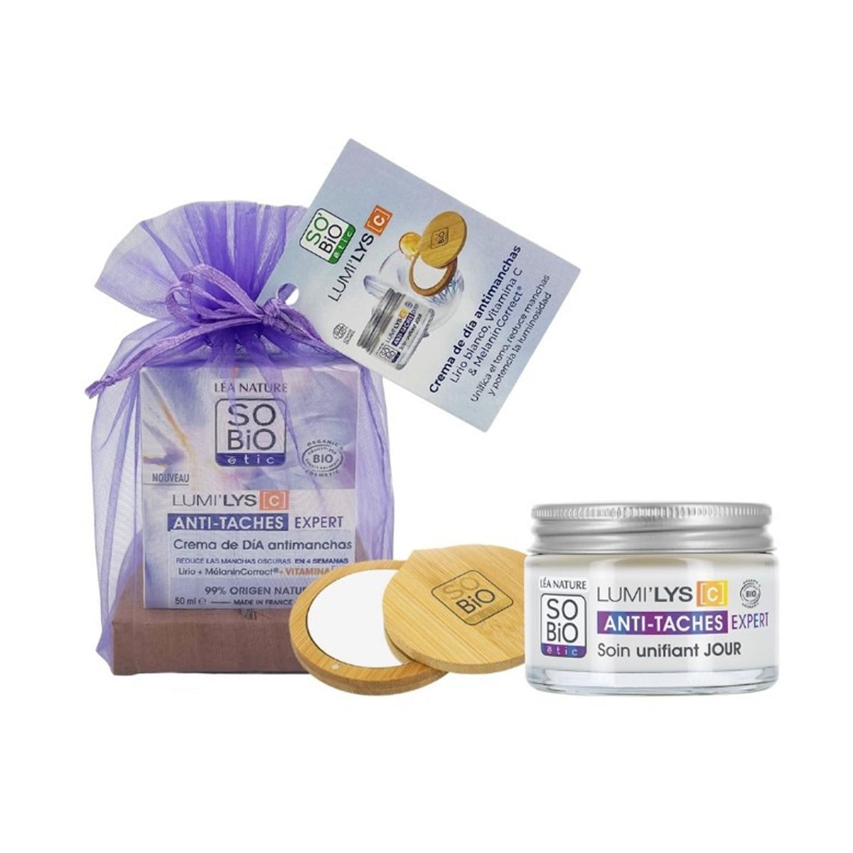 Pack dagcrème LUMI'LYS [C] tegen vlekken CADEAU spiegel SO’BiO etic