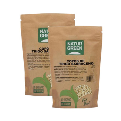 2er-Packung glutenfreie Bio-Buchweizenflocken Naturgreen 2 Stück à 250 g