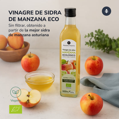 2er-Packung ungefilterter Apfelessig ECO Planeta Huerto 500 ml