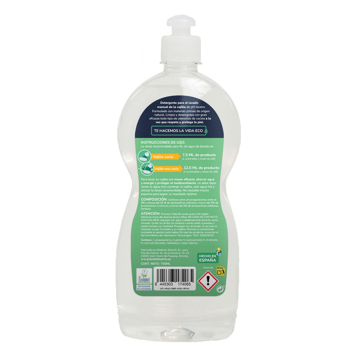 Pack 3xDishwasher Manual Green Tea ECO Green Planet Garden 750ml
