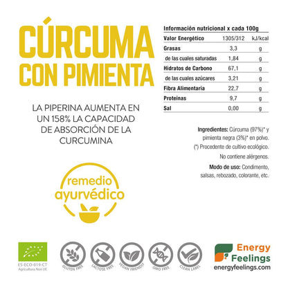 Curcuma con pepe nero in polvere Eco  Energy Feelings 200 g