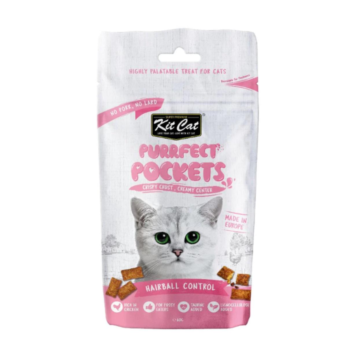 Kit Cat Purrfect Pockets - Hairball Control 60 g Funktionellt snacks för katter