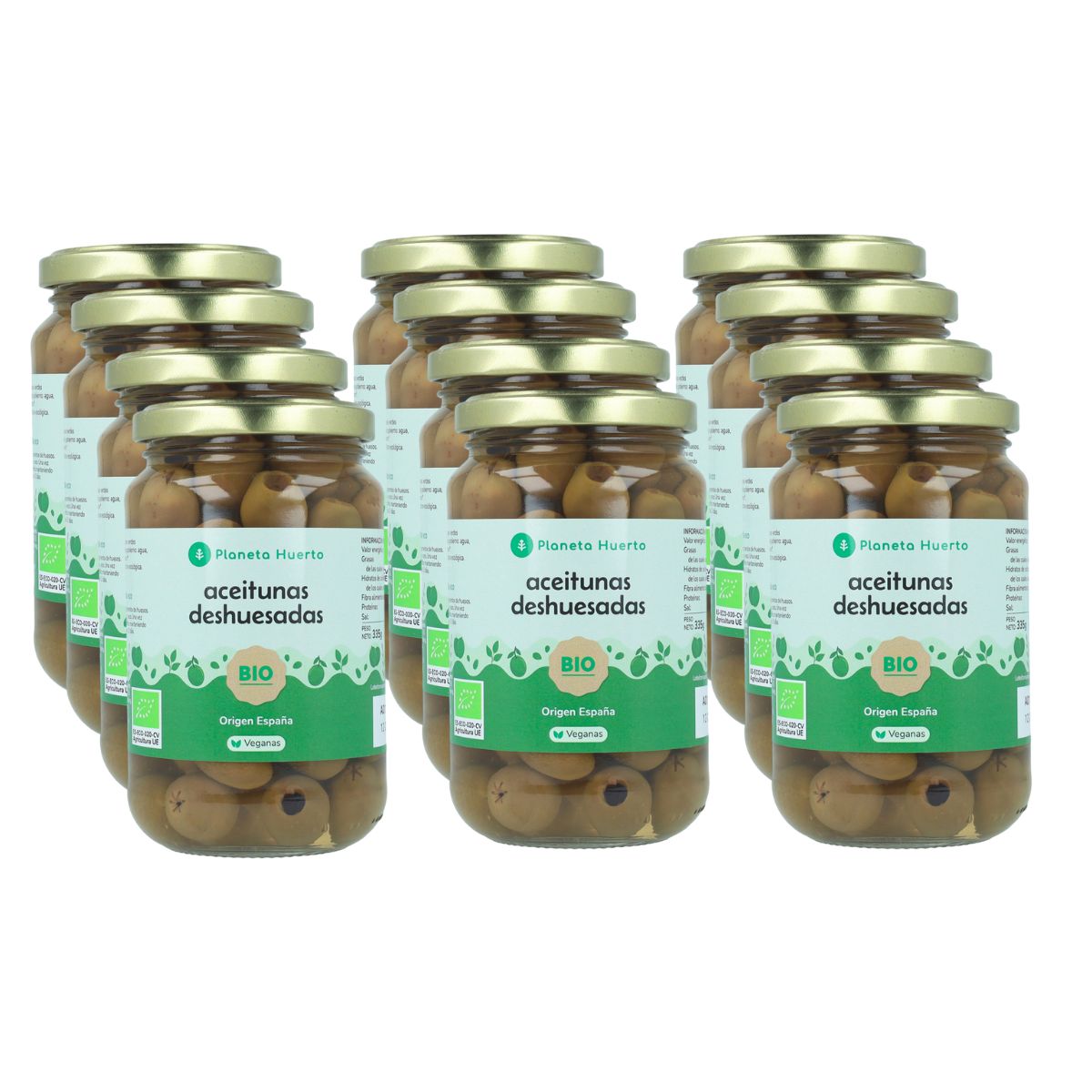 Pakket 12x Ontpitte olijven Eco Planeta Huerto 335 g