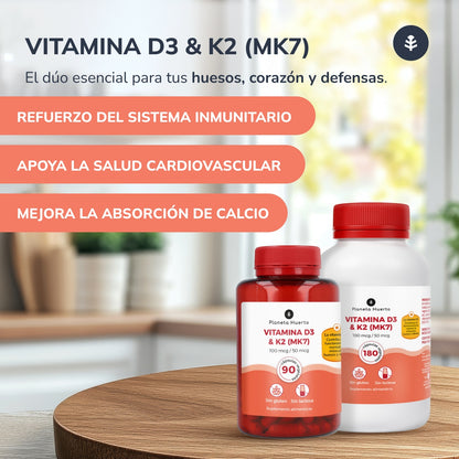 Pack 3xVitamin D3 & K2 Mk7 Planeta Huerto 180 Capsules