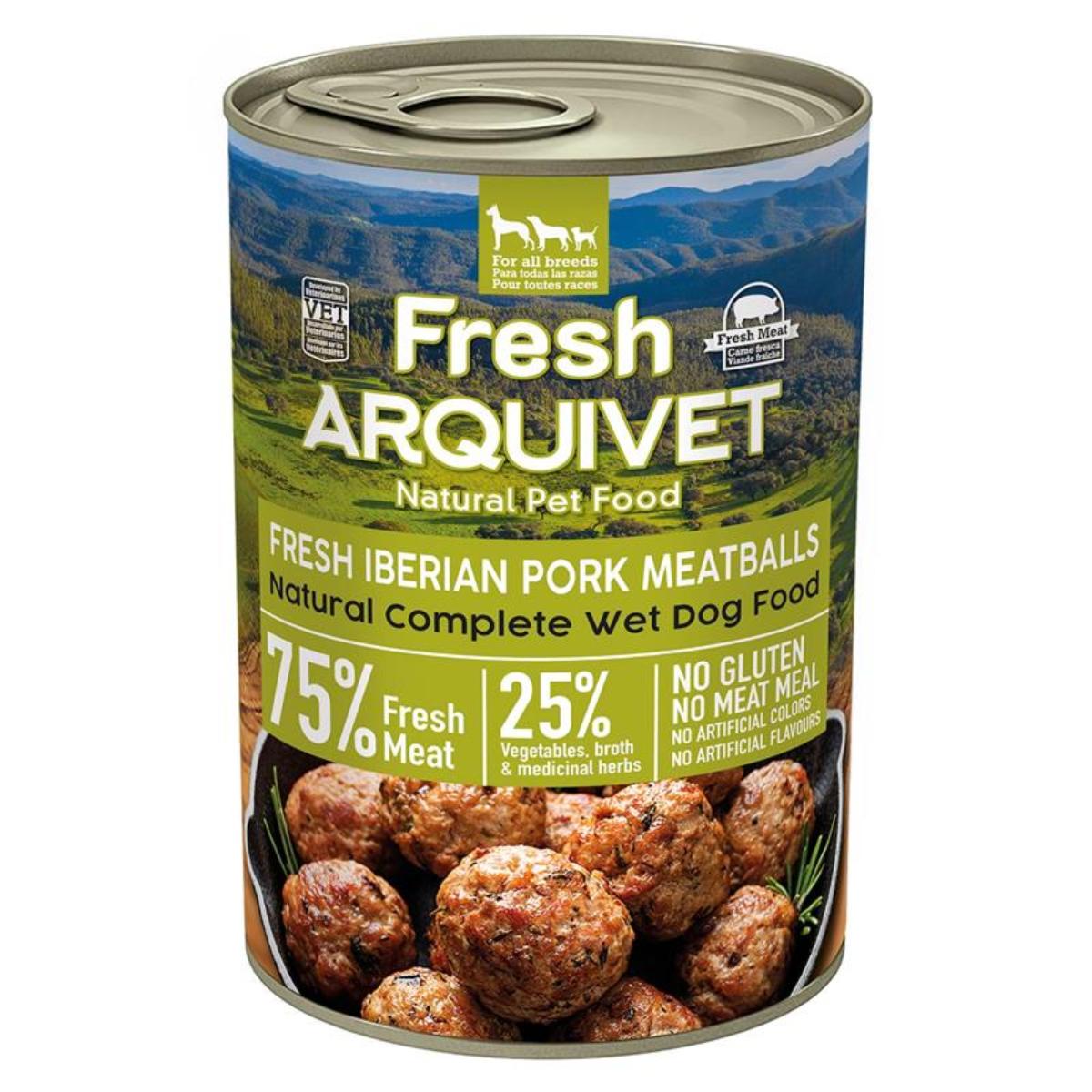 Verse varkensgehaktballetjes Arquivet 400 g Natvoer voor honden met Iberisch varkensvlees, pompoen en sperziebonen