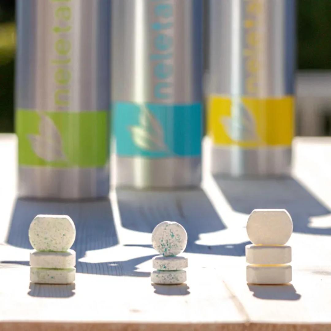 Starter-Set: 3 Flaschen + 3 Tabletten, für verschiedene Oberflächen, Glas und Badezimmer