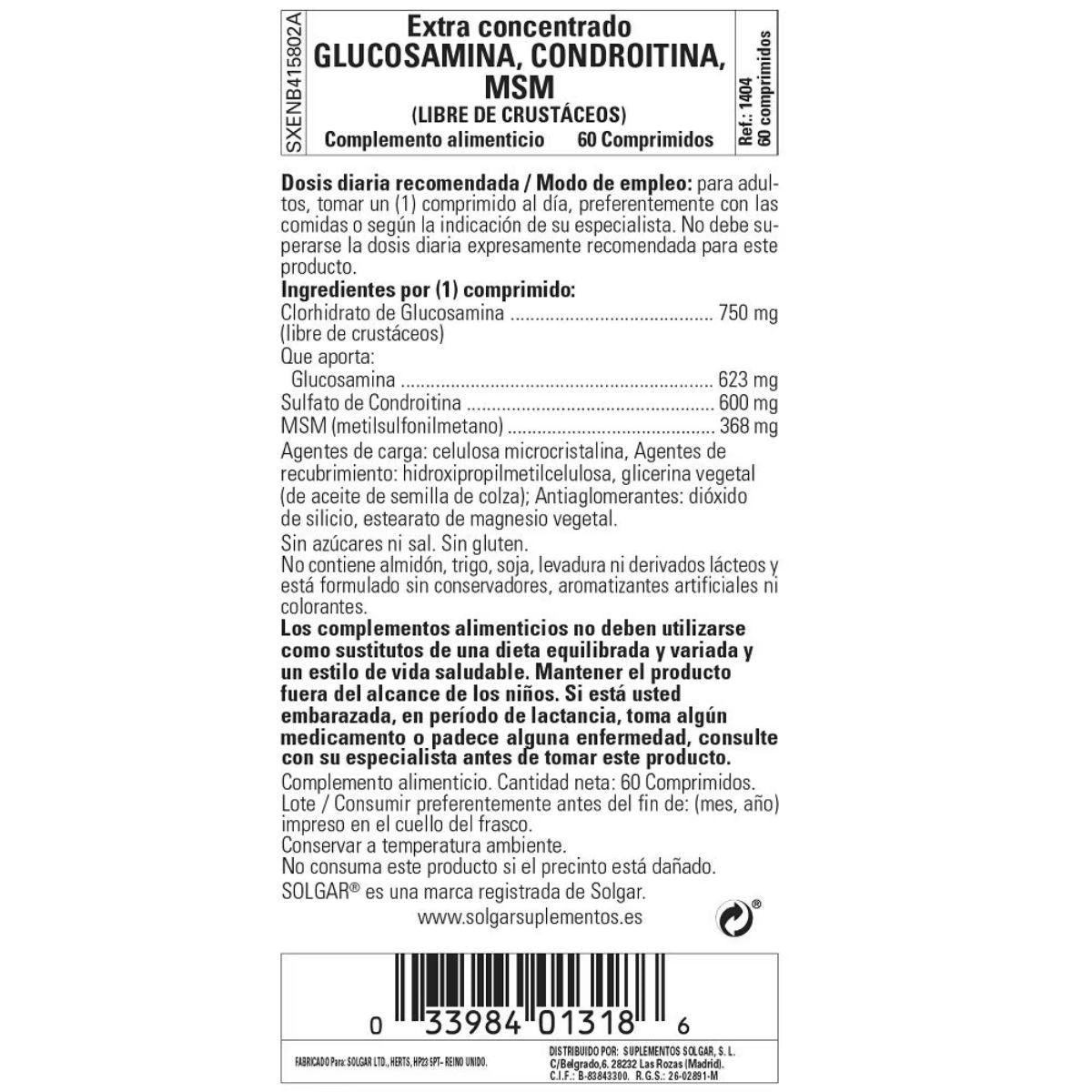 Pakket 2x Glucosamine Chondroïtine MSM Extra geconcentreerd 60 tabletten