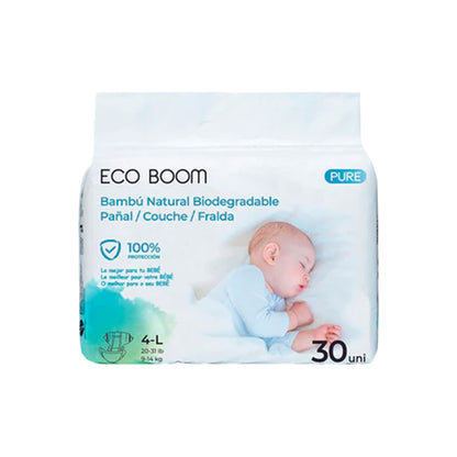 Pieluchy bambusowe Pure Premium ECO BOOM T4/L (9–14 kg) 30 szt.