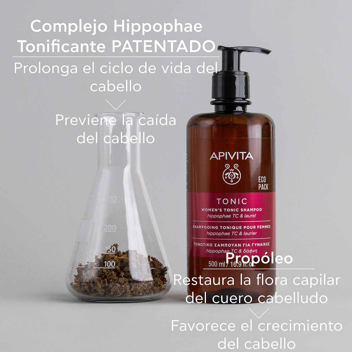 Versterkende shampoo voor vrouwen tegen haaruitval - ECOPACK APIVITA, 500 ml
