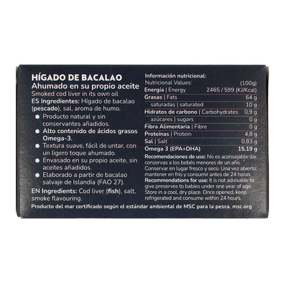 Pack of 12 cod liver in its own oil, Planeta Huerto, 120 g