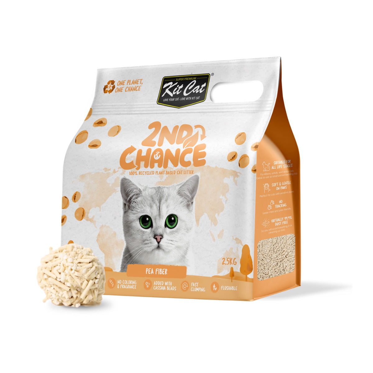 Kit Cat Arena Eco 2nd Chance - Fibre de pois (Original) 2,5 kg Cosses de pois et manioc