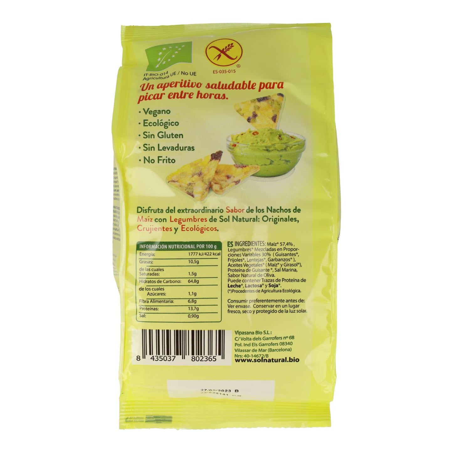 Sol Natural Organic Gluten-Free Legume Nachos 80 g