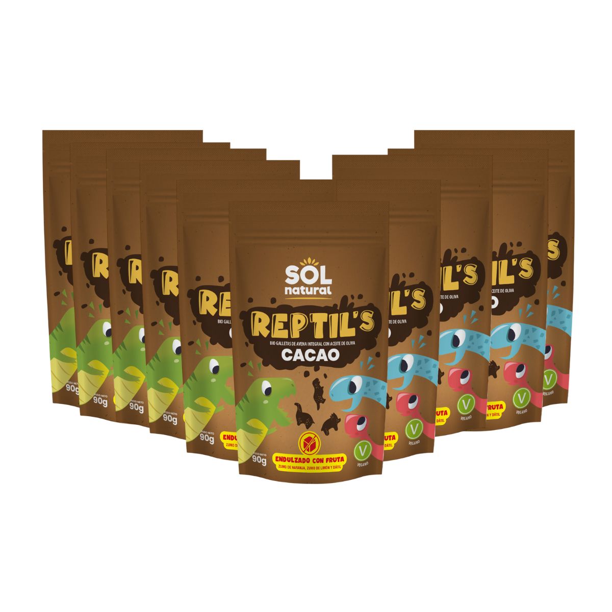 Pack of 10 Organic Oat, Fruit and Cocoa Biscuits for Children, Sol Natural, 90 g