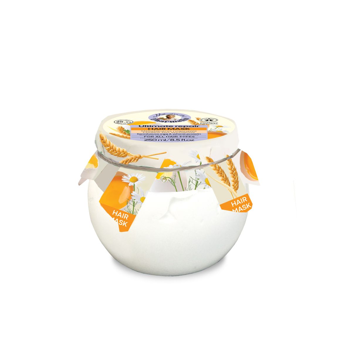 Reparierende Haarmaske mit Eiern aus Freilandhaltung und Weizenprotein, Mama Pharmelia, 250 ml