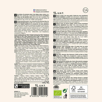 Vegetabilisk dryck av ekologisk havre utan tillsatt socker Ecomil 1 l