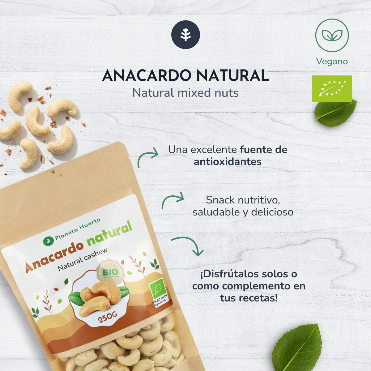 Anacardi naturali ECO Planeta Huerto 250 g