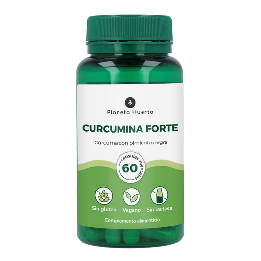 Curcumin forte gurkmeja med svartpeppar Planeta Huerto 60 vegetabiliska kapslar