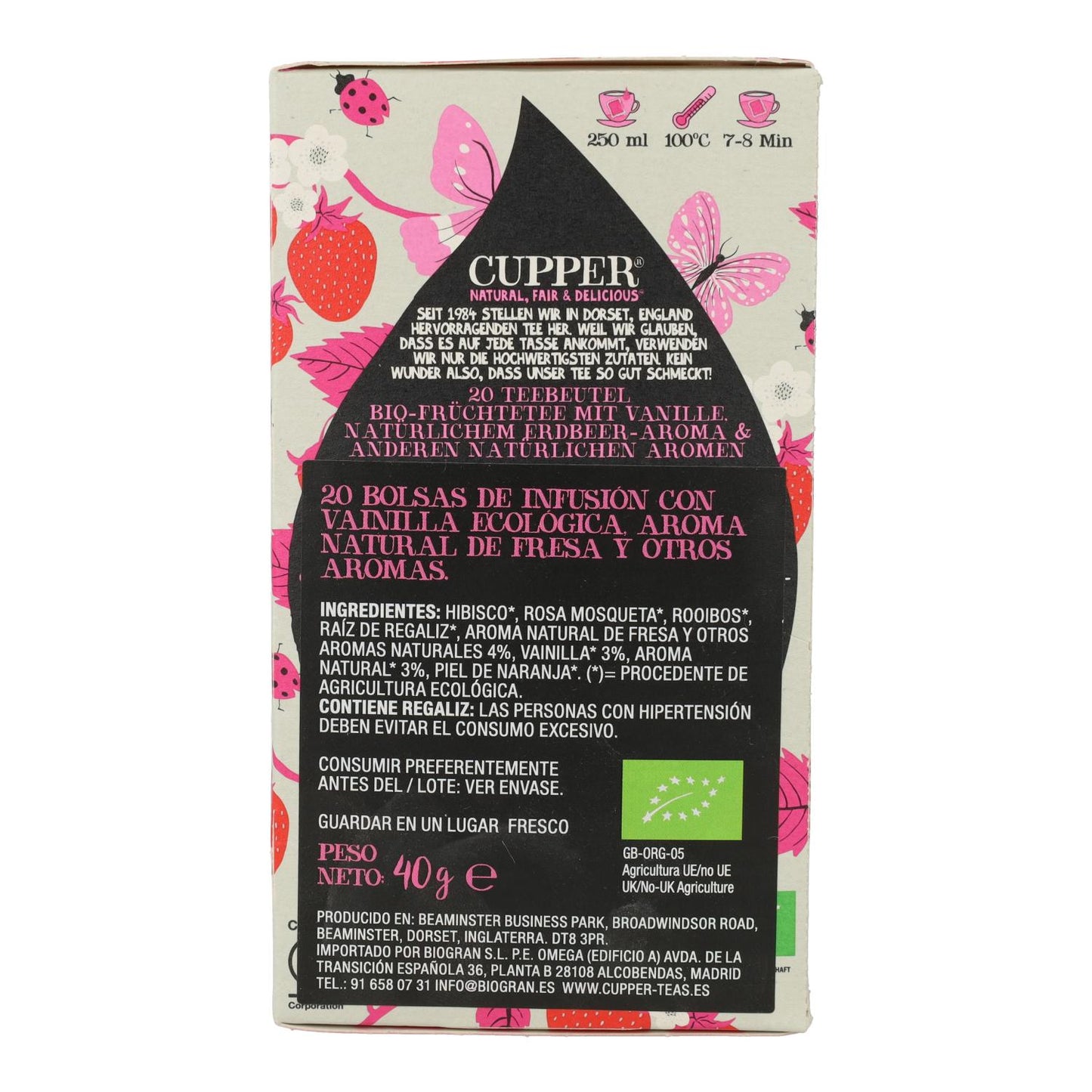 Infusie Aardbei en Vanille Bio Cupper 20 zakjes