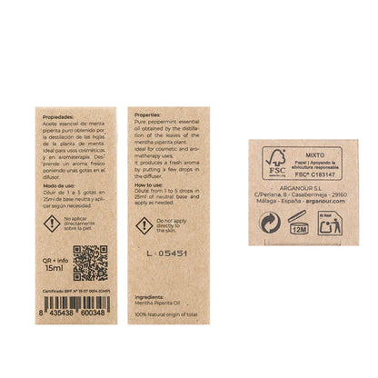 Huile essentielle de menthe poivrée 100 % pure Arganour 15 ml