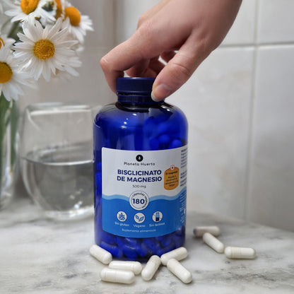 Förpackning 2xMagnesiumbisglycinat 500 mg Planeta Huerto 180 kapslar