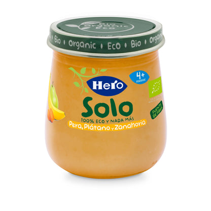 Potje met peer, banaan en wortel Eco 120 g-Hero Solo