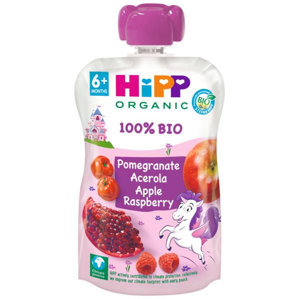 Zakje appel, framboos en granaatappel Bio +6 maanden HIPP 100 g