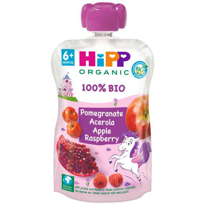 Zakje appel, framboos en granaatappel Bio +6 maanden HIPP 100 g
