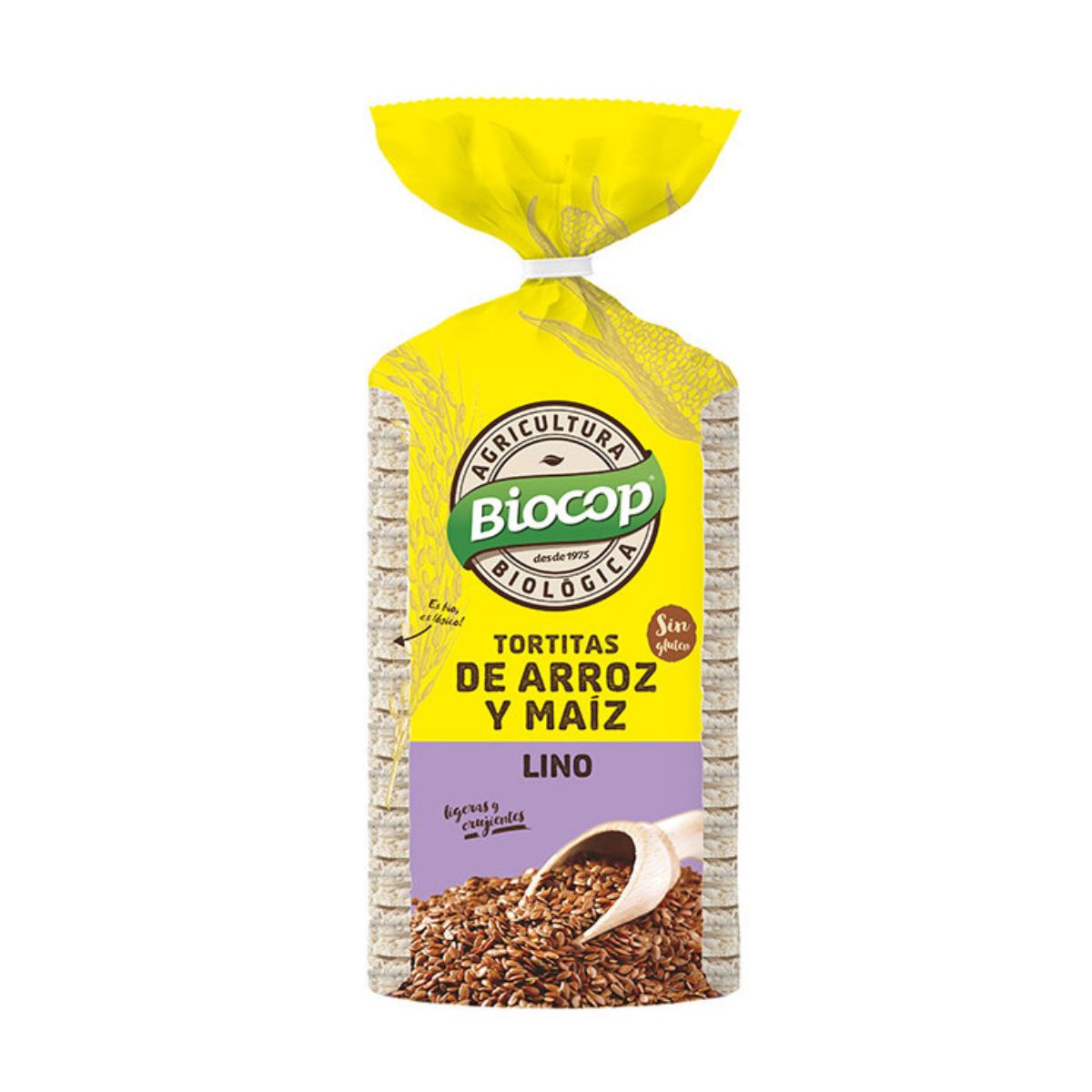 Rijst- en maïspannenkoekjes met lijnzaad Biocop 200 g