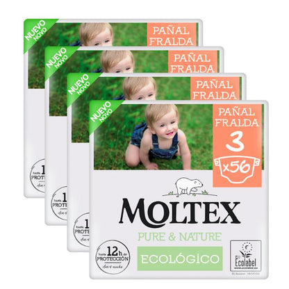 Voordelige verpakking Moltex Pure & Nature luiers   T3 (4-10 kg), 224 stuks