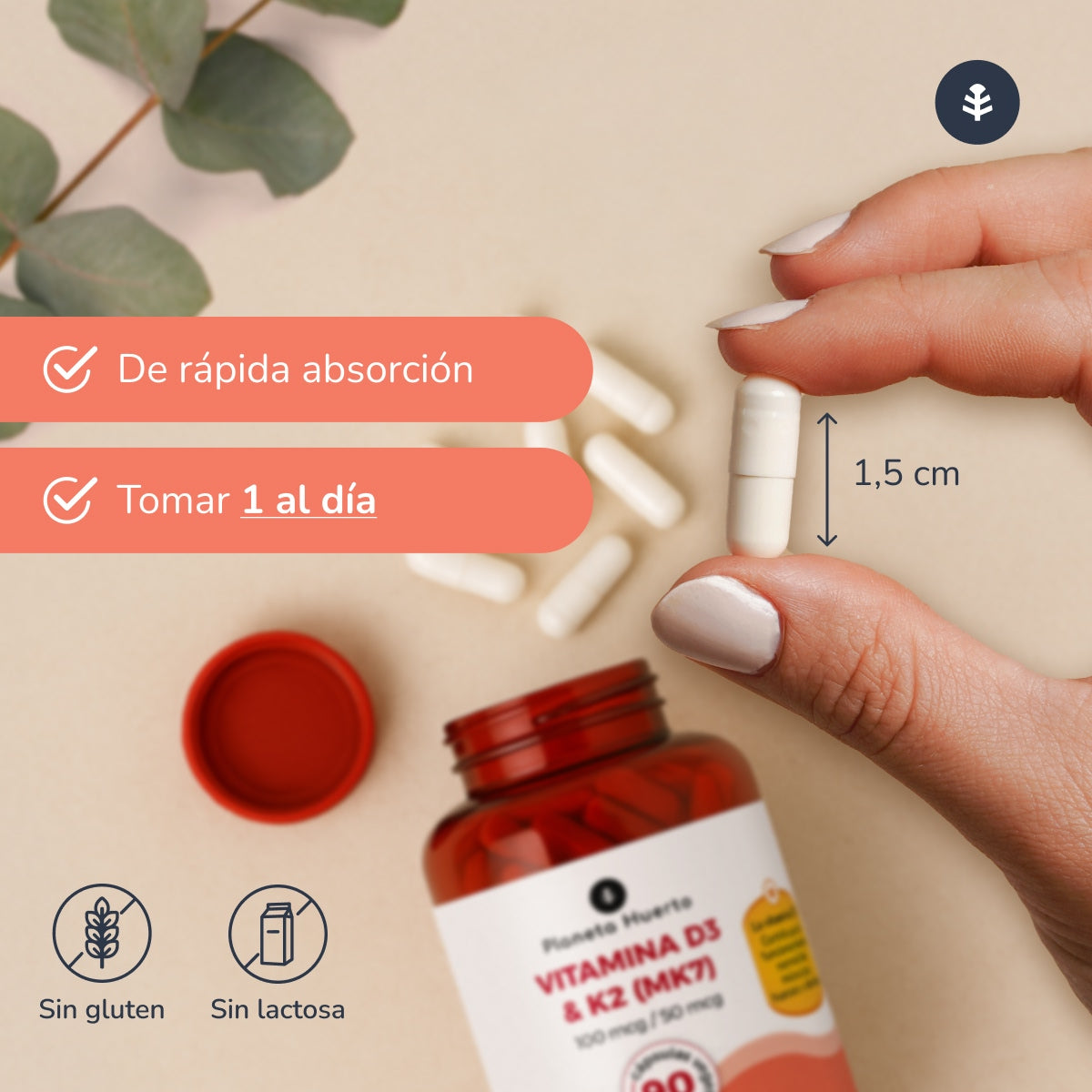 Pack 3xVitamin D3 & K2 Mk7 Planeta Huerto 180 Capsules