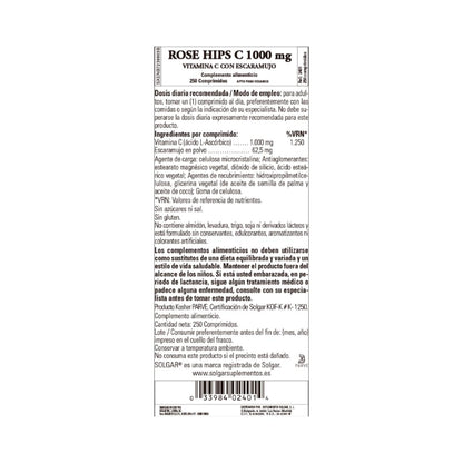 Rose Hips Vitamin C, 250 tablets of 1000 mg