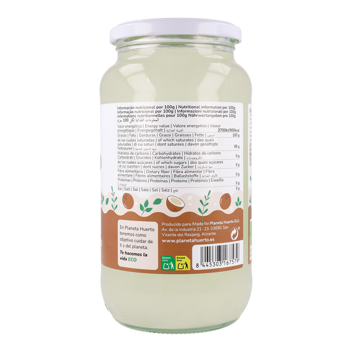 2-pack ekologisk kokosolja Planeta Huerto 860 ml