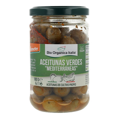 Aceitunas Verdes con aliño mediterráneo Bio Organica Italia 180 gr