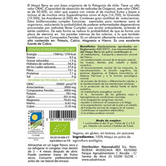 Maqui-bessenpoeder ECO 50 g, Salud Viva