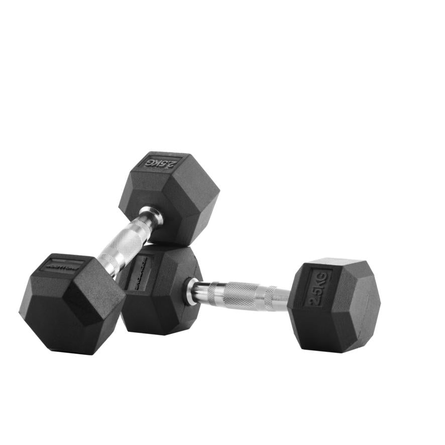 Sechskant-Gummihanteln Bodytone (Paar) 2,5 kg