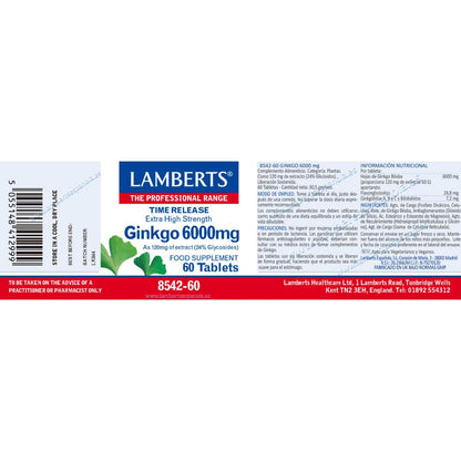 Ginkgo Biloba 6.000 mg, Lamberts 60 tabletten
