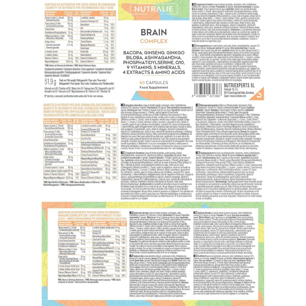 Nutralie Brain Complex Nootropico con agilità mentale 60 capsule