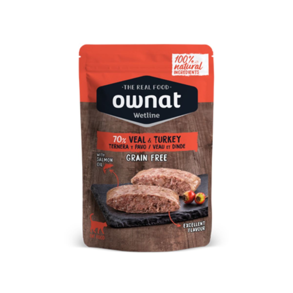 Ownat Wetline Grain Free kalfsvlees en kalkoen voor katten 85 g