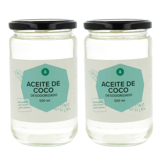 Pack 2x Aceite de coco desodorizado ECO Planeta Huerto 500 ml
