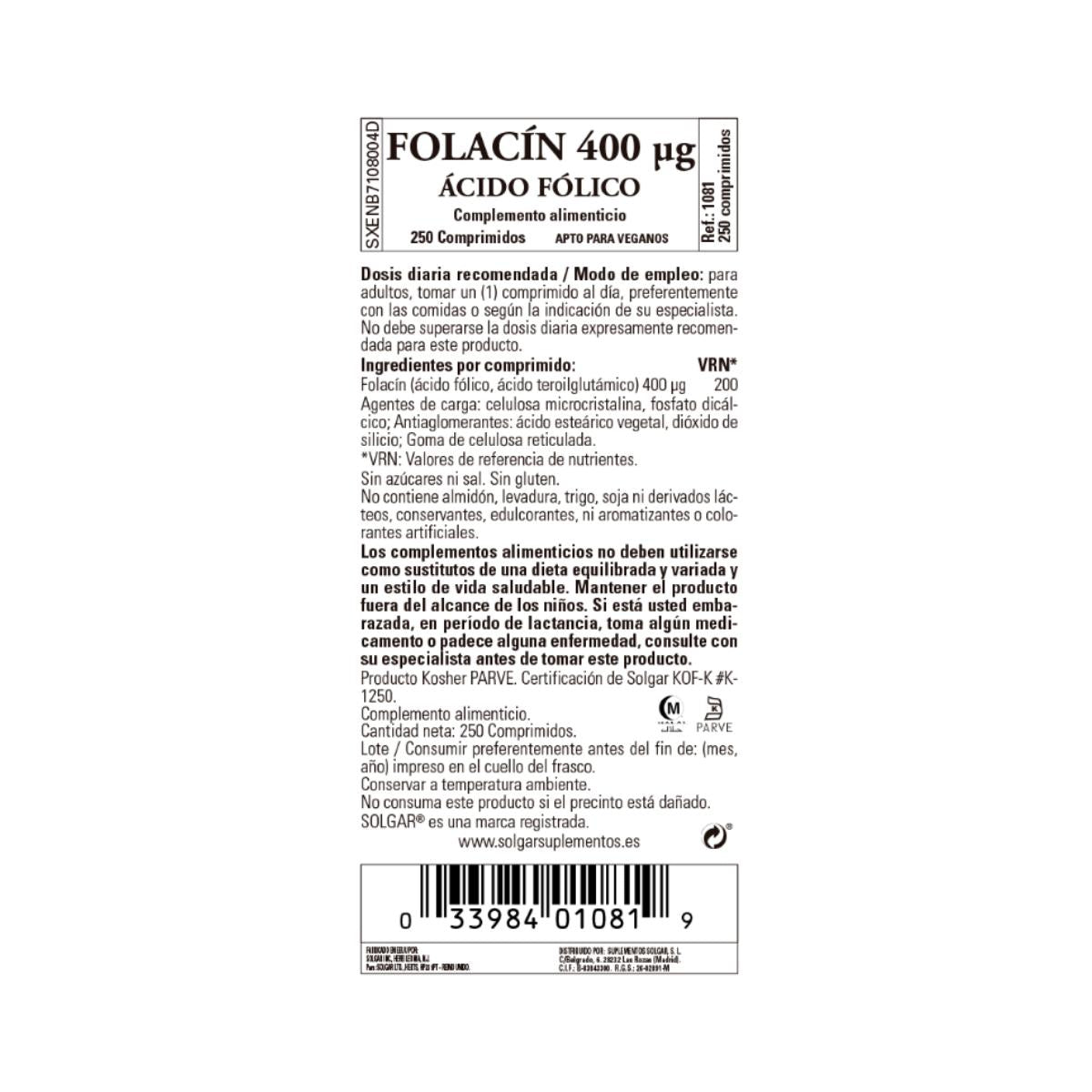 Kwas foliowy Folacín 250 kapsułek