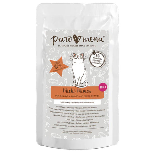 Cibo umido Barf per gatti Michi mimos BIO (tacchino e salmone) Puromenu 100 g