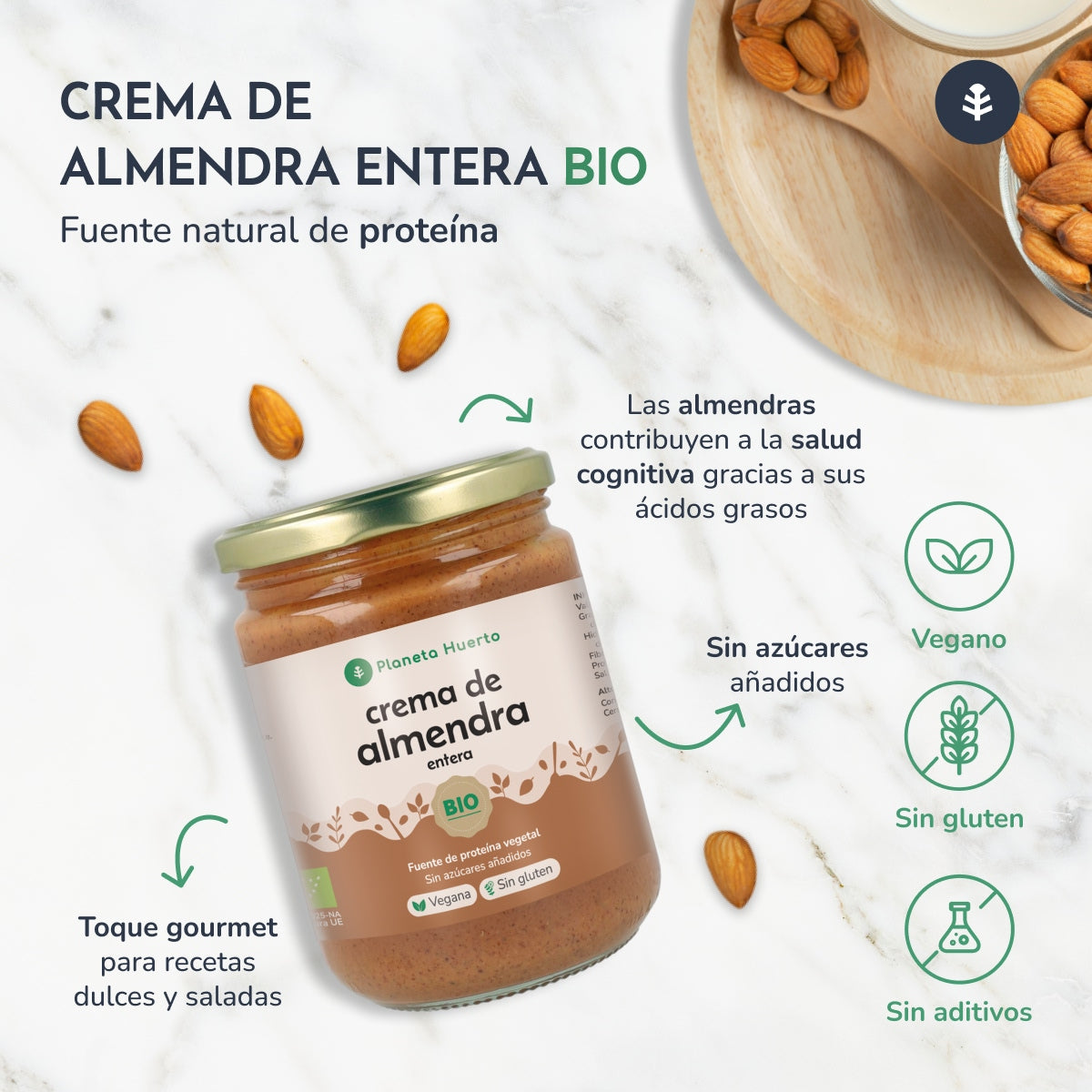 Amandes entières Cream ECO Planeta Huerto 350 g