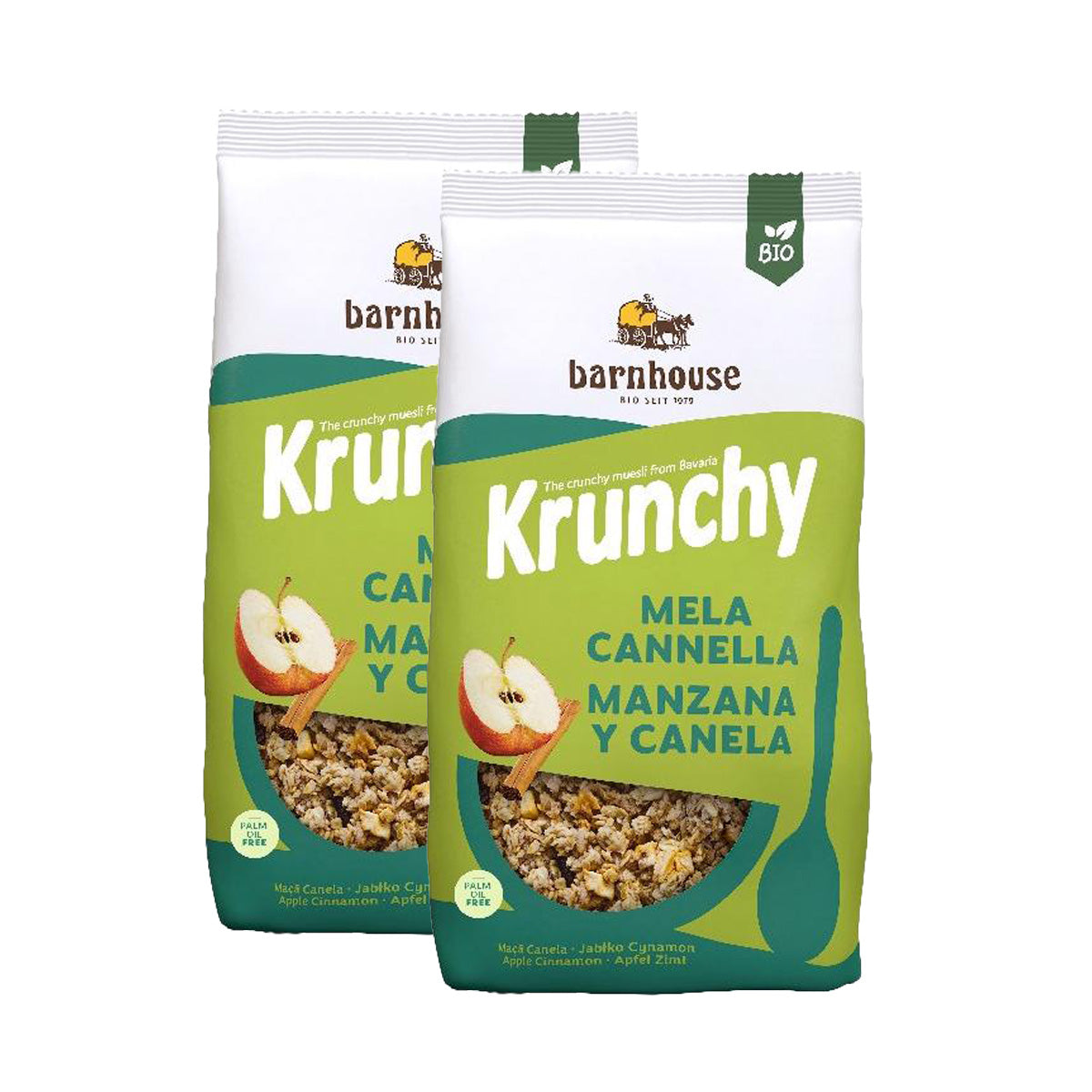 Pack of 2x Organic Apple and Cinnamon Krunchy Muesli, Barnhouse, 750 g