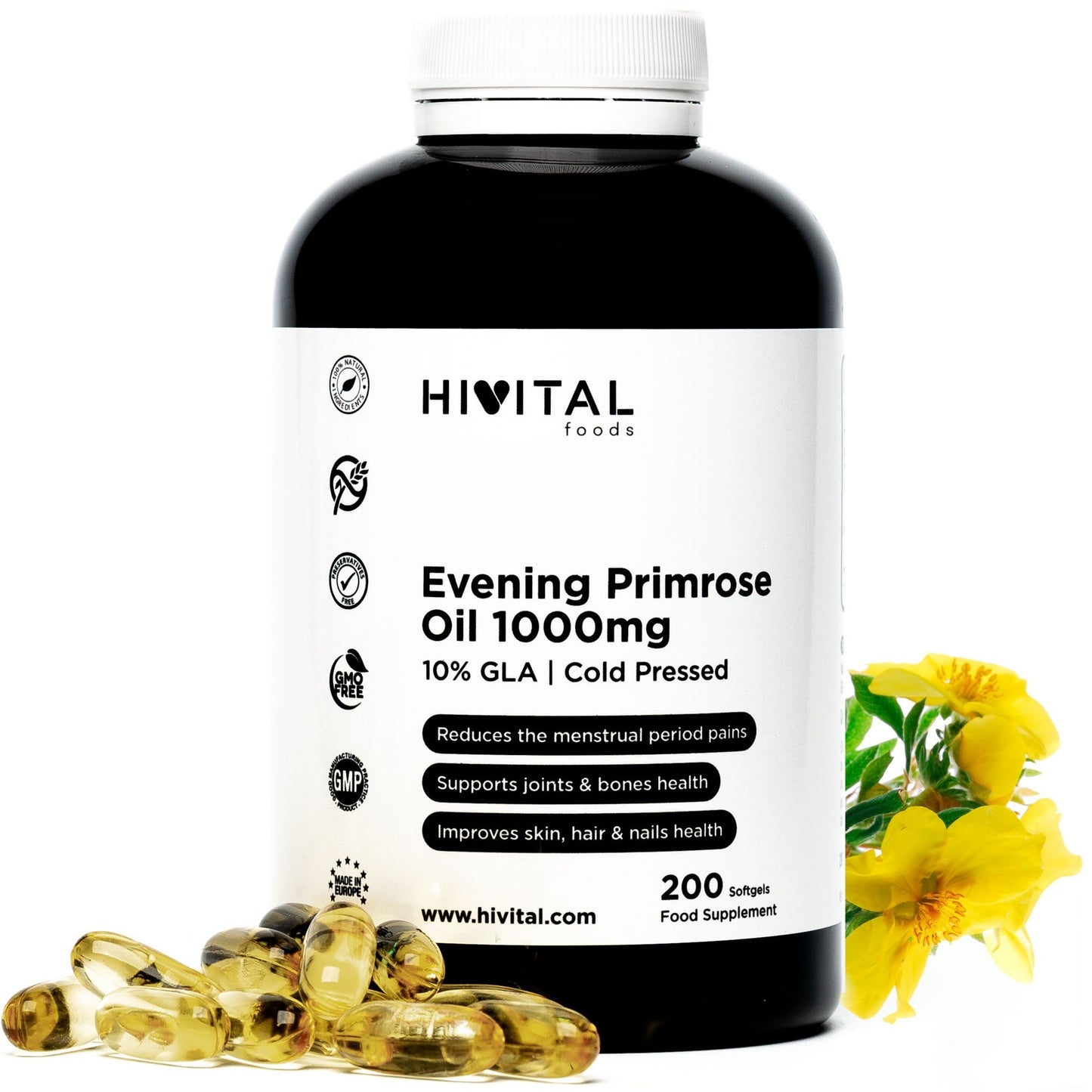 Evening primrose oil 1000 mg Hivital 200 capsules