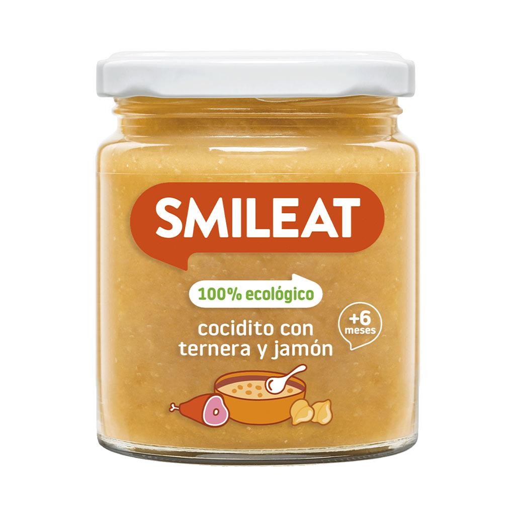 Förpackning med Smileat ekologiska burkar med kött och fisk, 4 st à 230 g