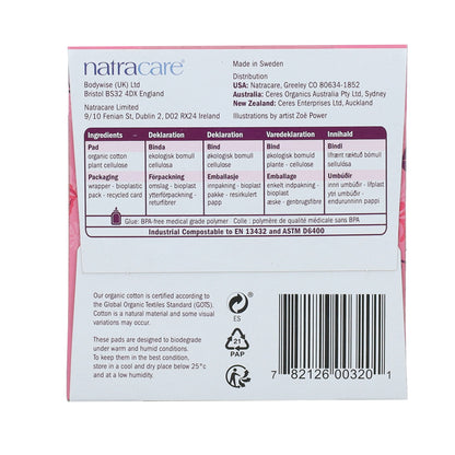 Serviette hygiénique ultra longue avec ailettes bio Natracare 8 unités