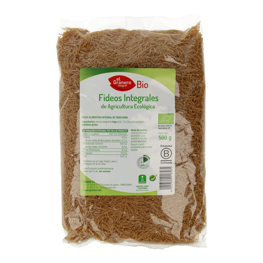 Fijne volkoren tarwenoedels. El Granero. 500 g