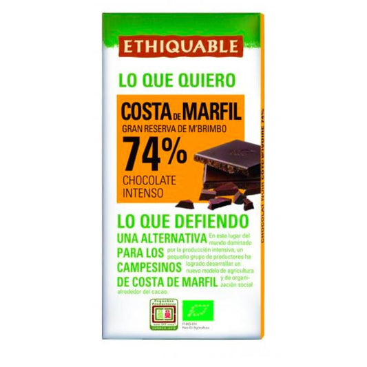 74% Dark Chocolate Ivory Coast Organic Fair Trade Ideas 100 g