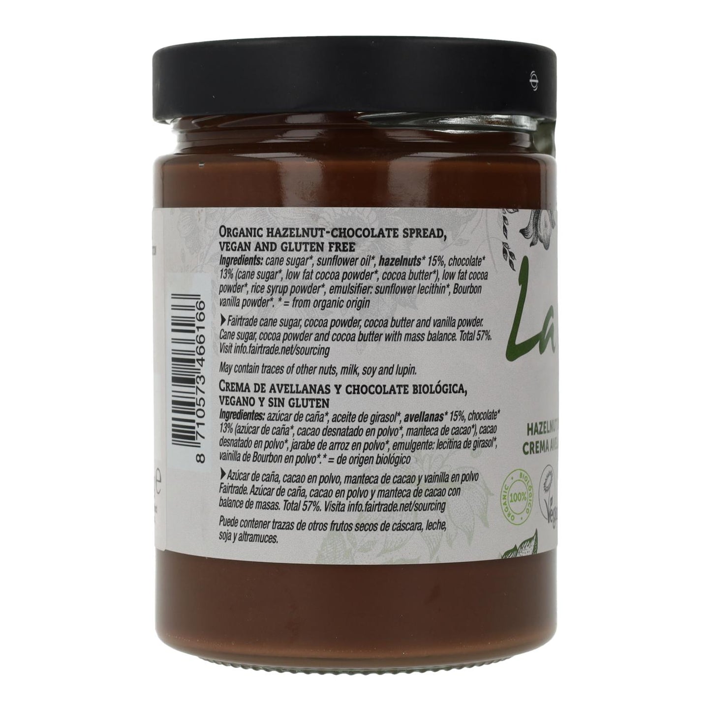 Vegane, glutenfreie Schokoladen-Haselnuss-Creme La Vida Vegan 270 g