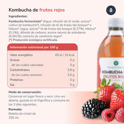 Opakowanie 6x Kombucha ECO Frutos rojos Planeta Huerto 330 ml